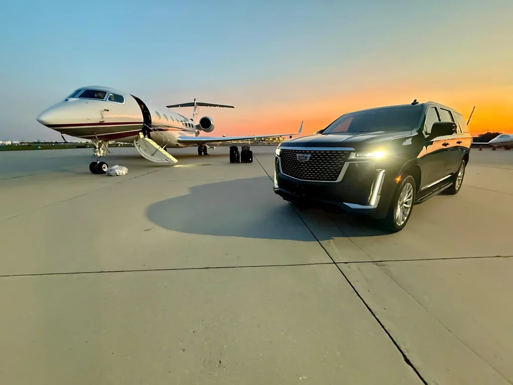 Luxury airport transfer with flight tracking at JFK